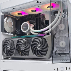 NVIDIA RTX 3090Ti, AMD Ryzen 7 7800X3D, 32GB DDR5, 3TB NVMe, Custom White Liquid Cooled Gaming PC