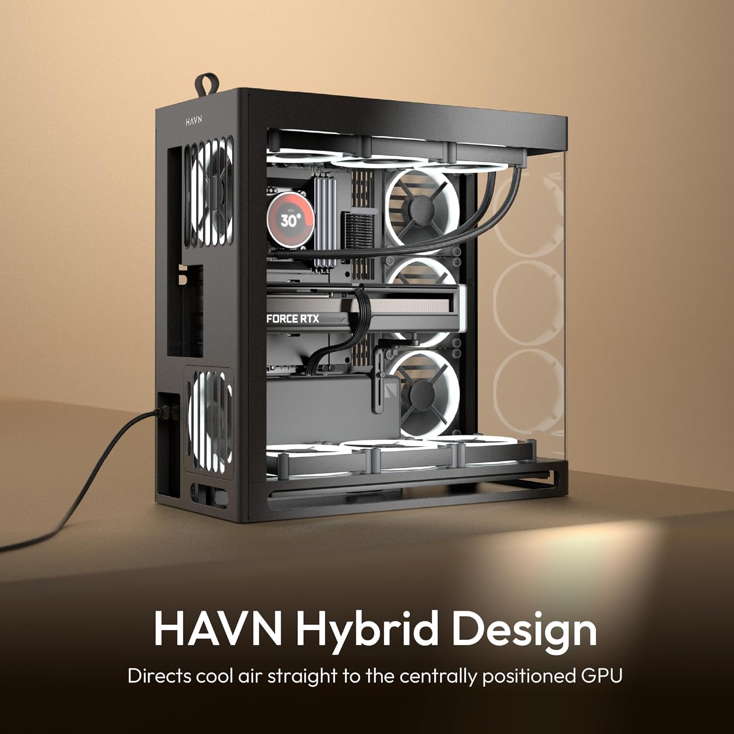 HAVN HS 420 Dual-Chamber Mid Tower PC Case ATX Black