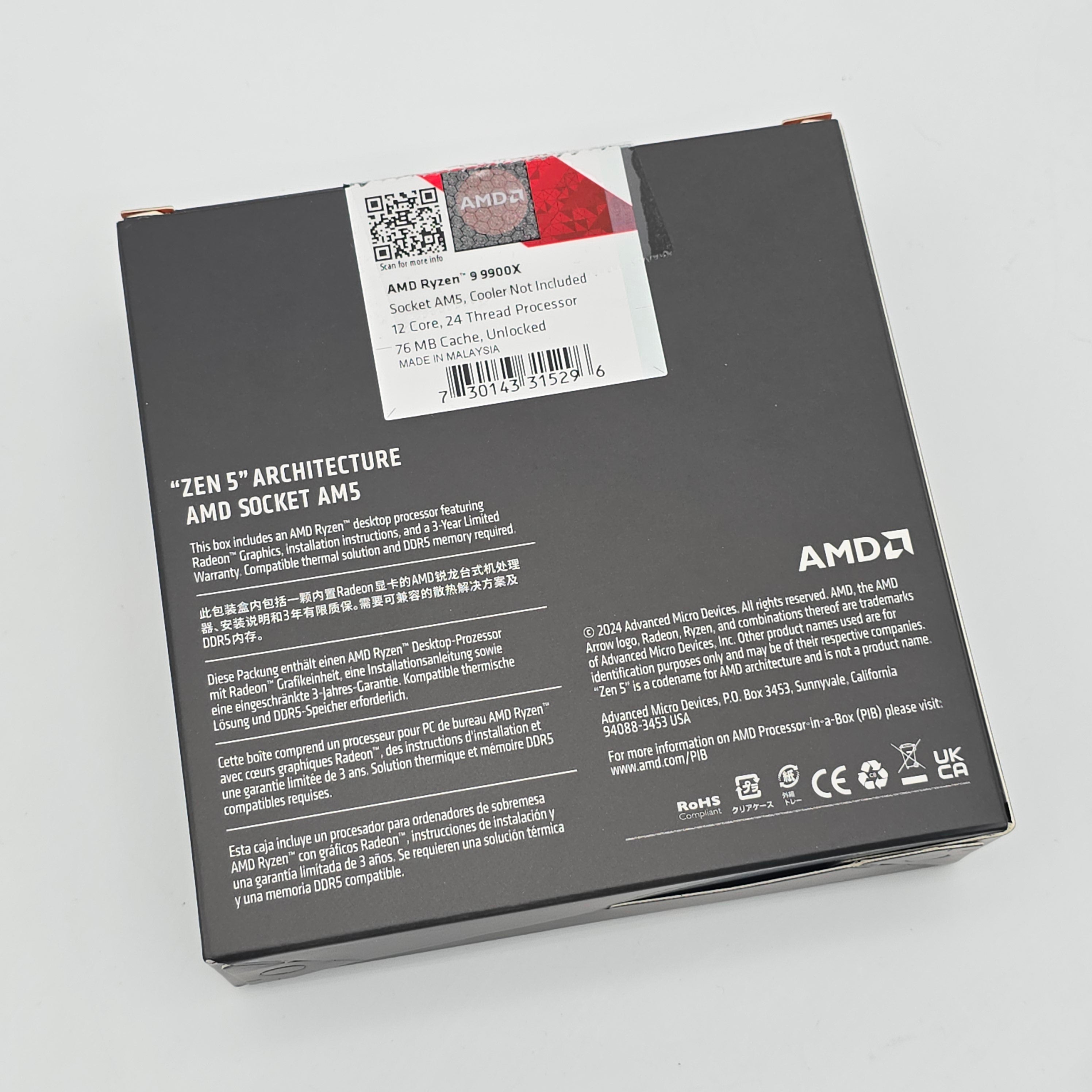 AMD Ryzen 9 9900X, Socket AM5, Desktop Gaming Processor CPU