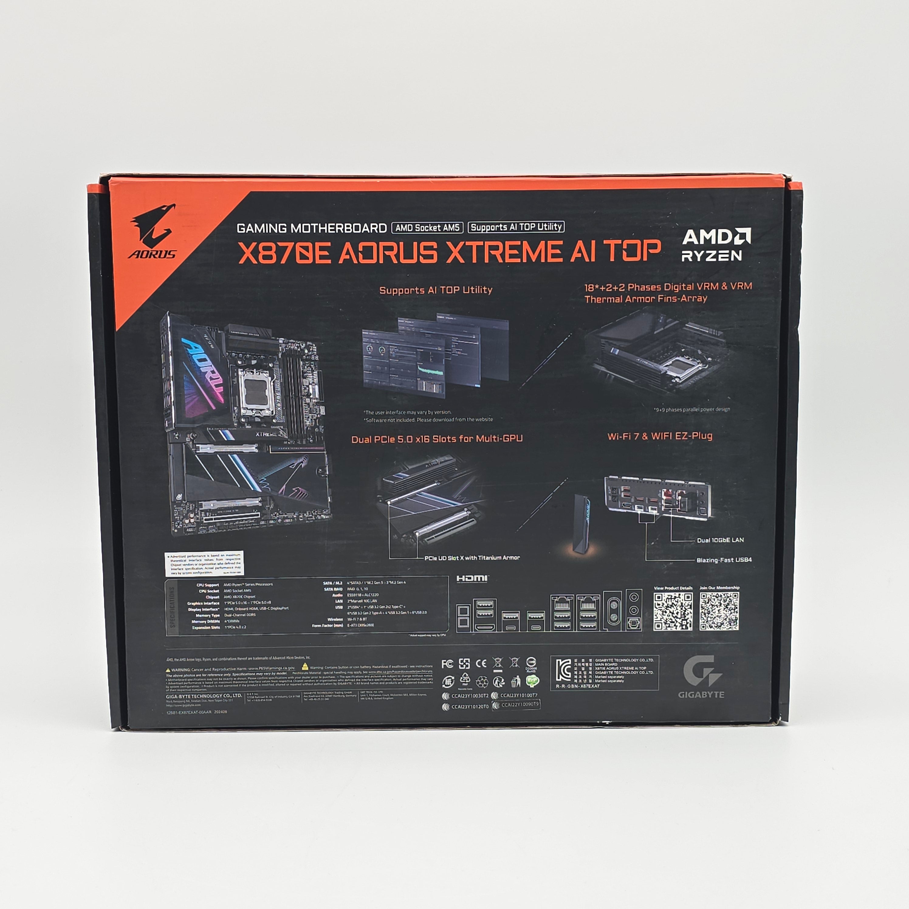 Aorus X870E Aorus Xtreme AI Top, Socket AM5, Gaming Motherboard