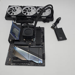 ASRock X870E Nova WiFi Desktop Motherboard, AMD Ryzen 9 7900 Processor CPU, Corsair H150i Elite LCD Liquid Cooler Combo