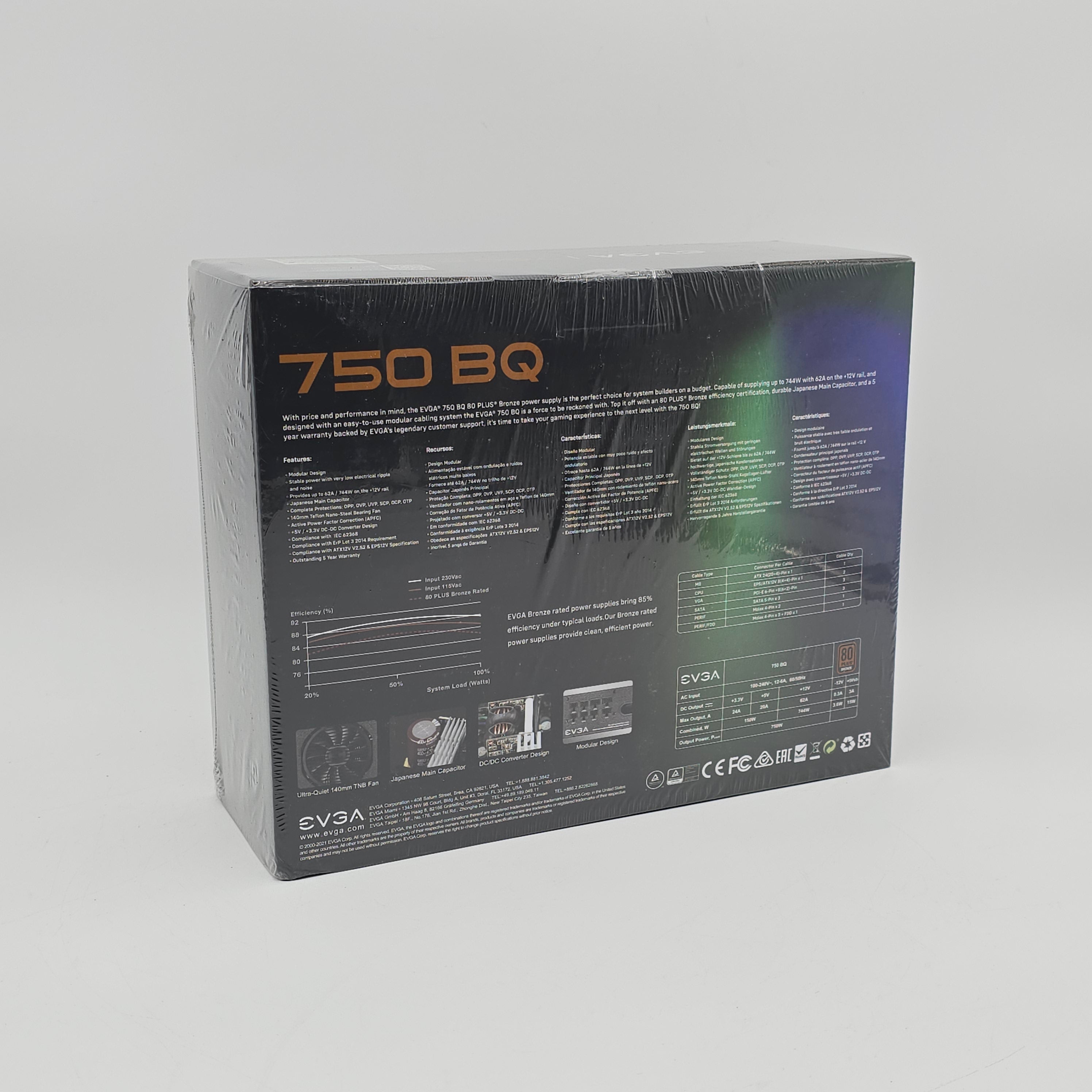 EVGA 750 BQ 750W 80+ Bronze Semi Modular PSU Power Supply for Gaming PC