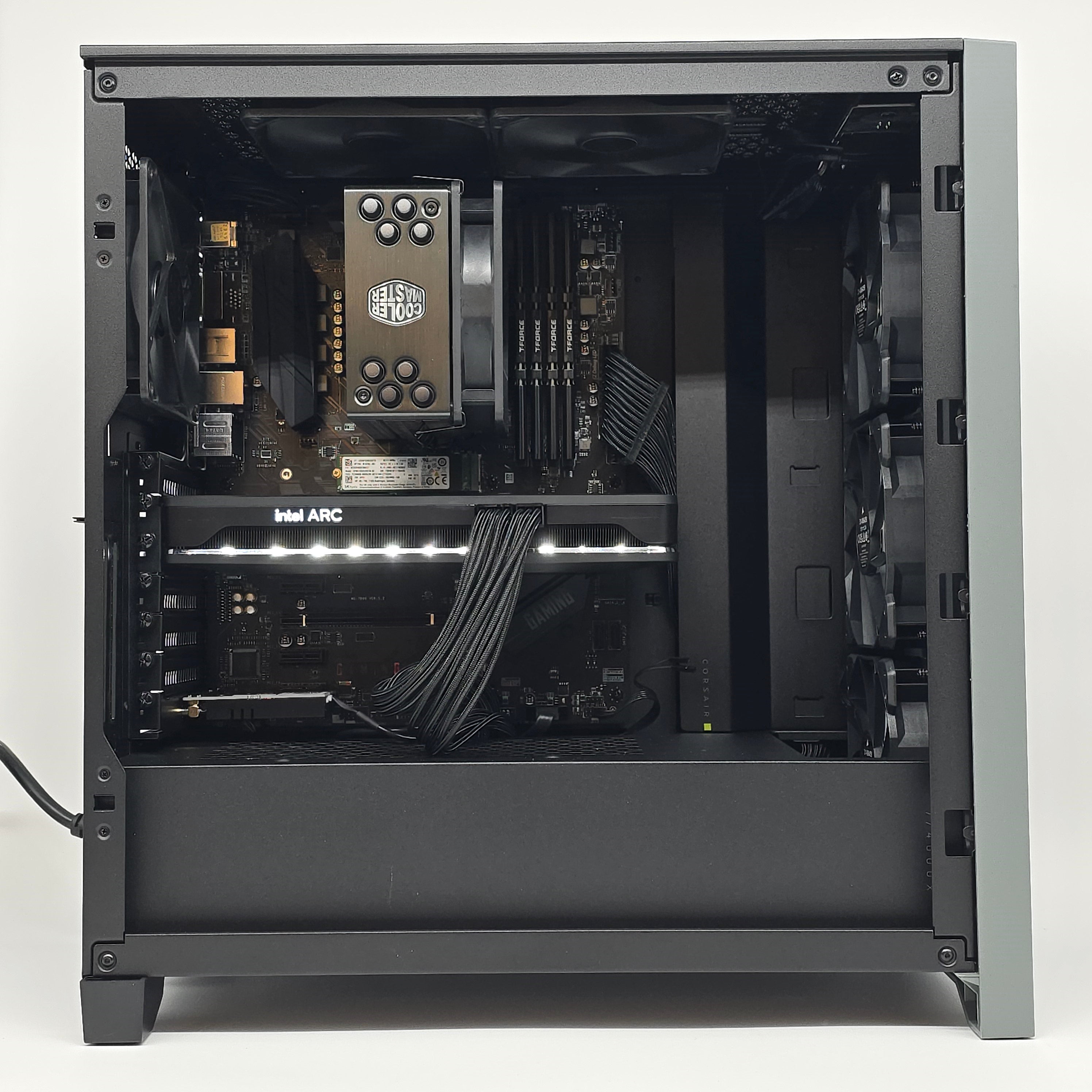 Intel Arc A750, Ryzen 5600G, 32GB RAM, Custom Black Gaming PC, No RGB