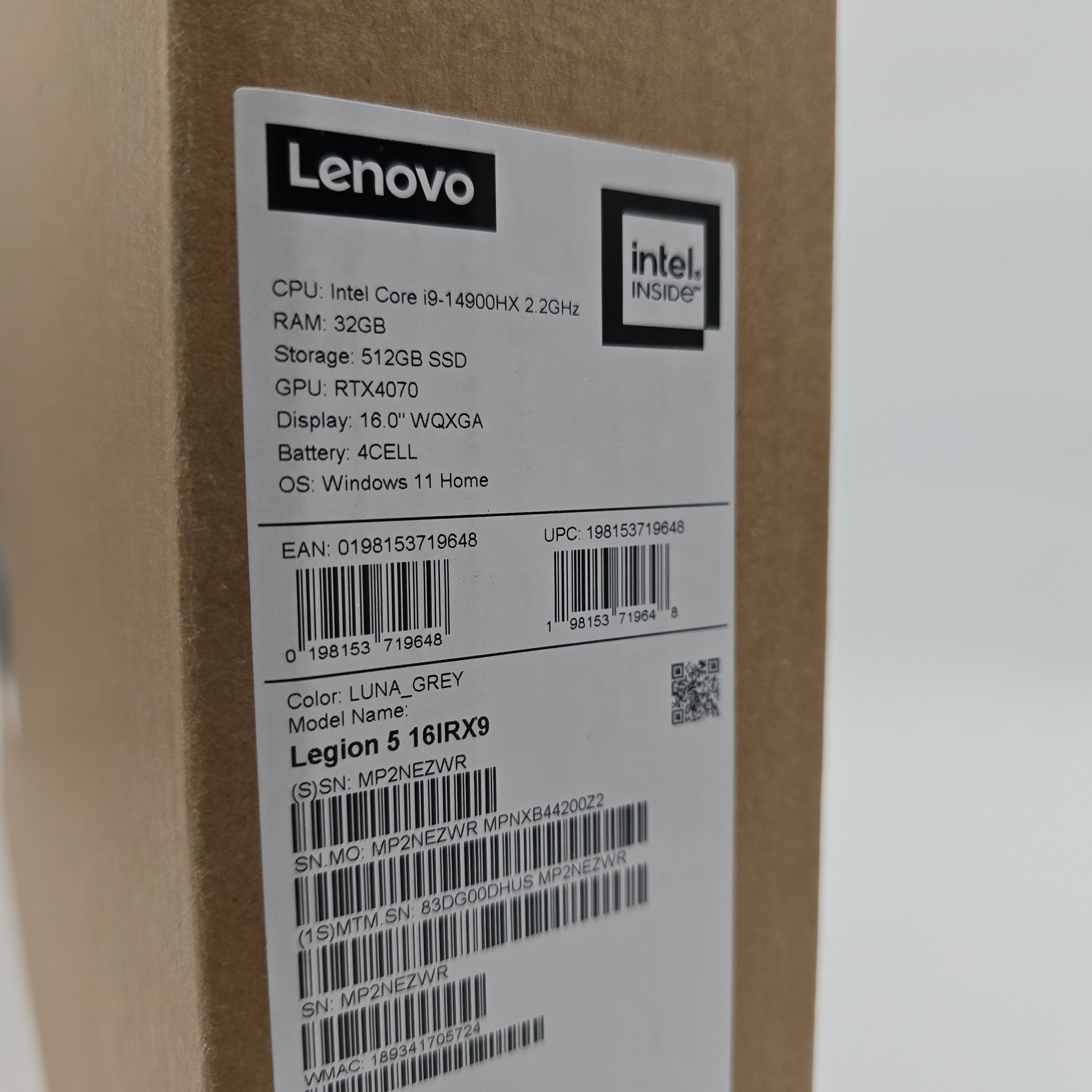 New Lenovo Legion, RTX 4070, Intel i9-14900HX, 32GB DDR5, 512GB NVMe, 16" QHD+ 165Hz, Brand New