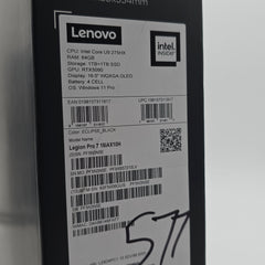 Lenovo Legion Pro 7, NVIDIA RTX 5090, Intel Ultra 9 275HX, 64GB DDR5, 2TB NVMe, 16" OLED QHD+ 240Hz, Lenovo 16IAX10H