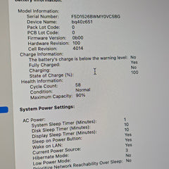Apple Macbook Pro 16" M1 Pro, 16GB RAM, 512GB SSD, 58 Battery Cycles