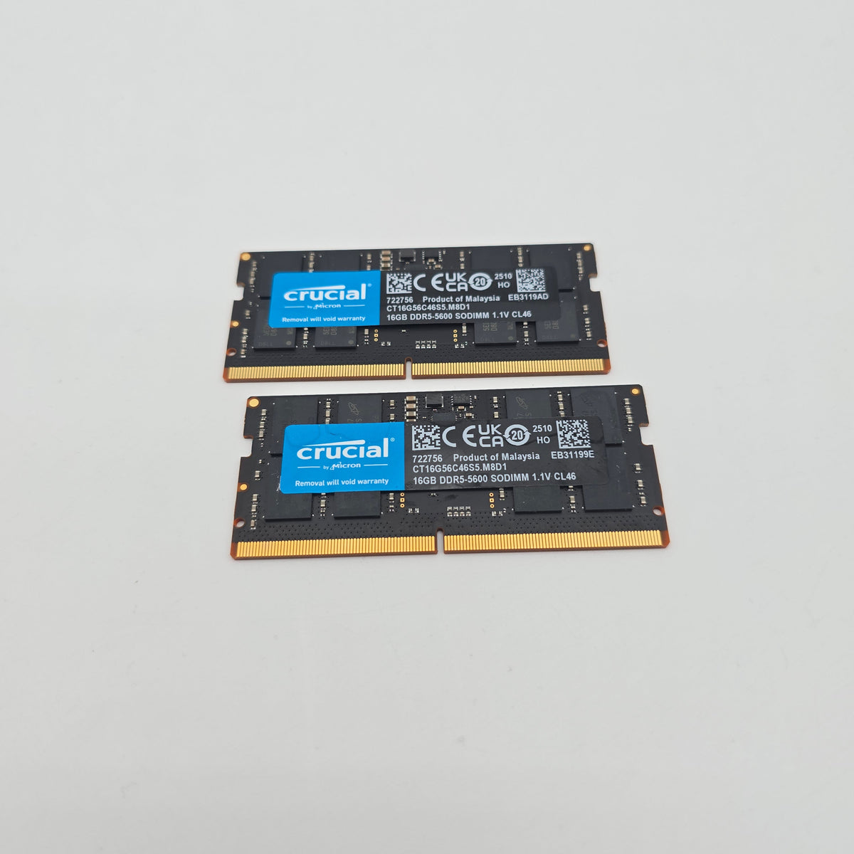 Micron Crucial 32GB DDR5, 5600MHz, CL46, SODIMM Laptop Memory RAM (2x16GB)