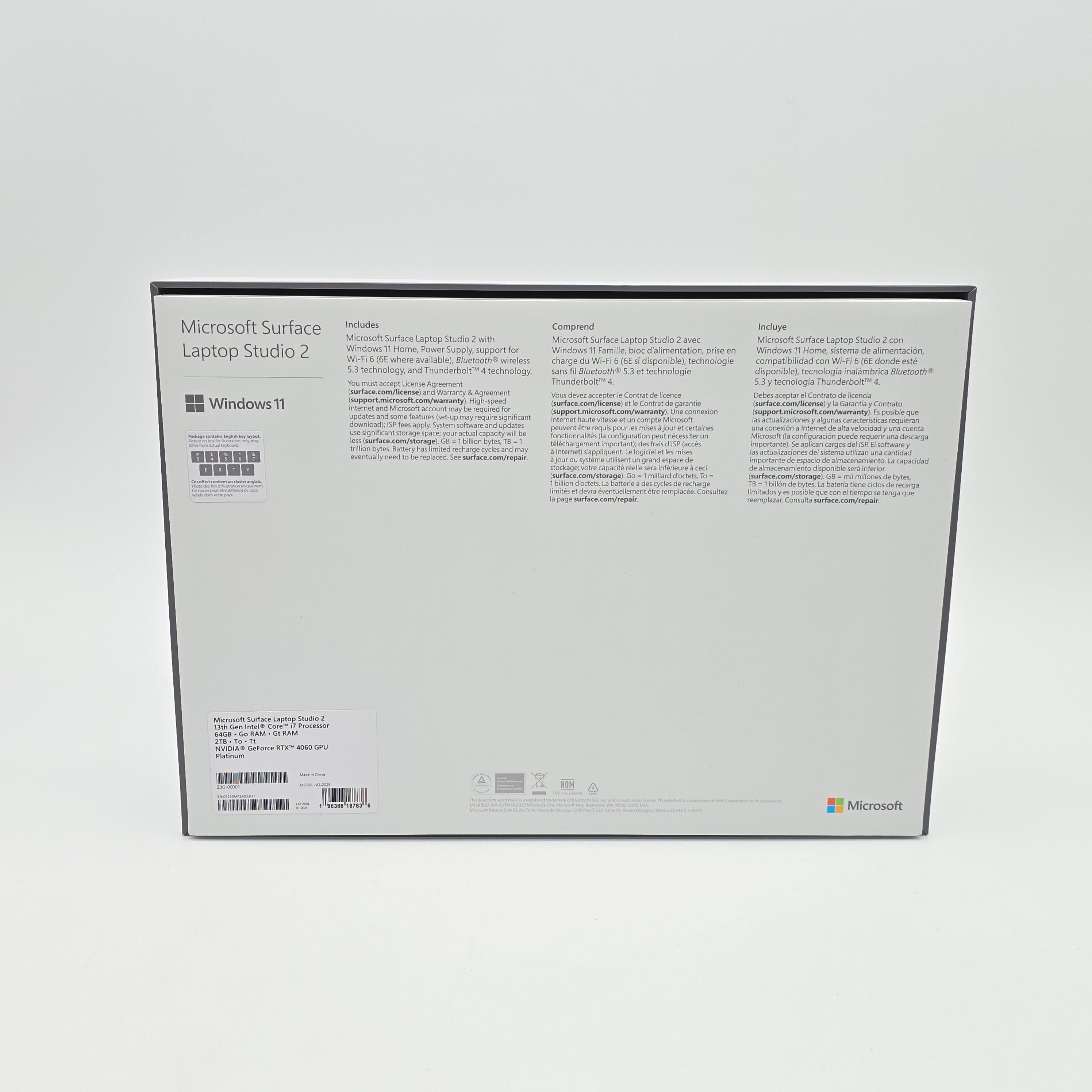 Microsoft Surface Laptop Studio 2, RTX 4060, Intel Core i7-13700H, 64GB DDR5, 2TB NVMe, 14.4" 1600p 120Hz Windows Laptop