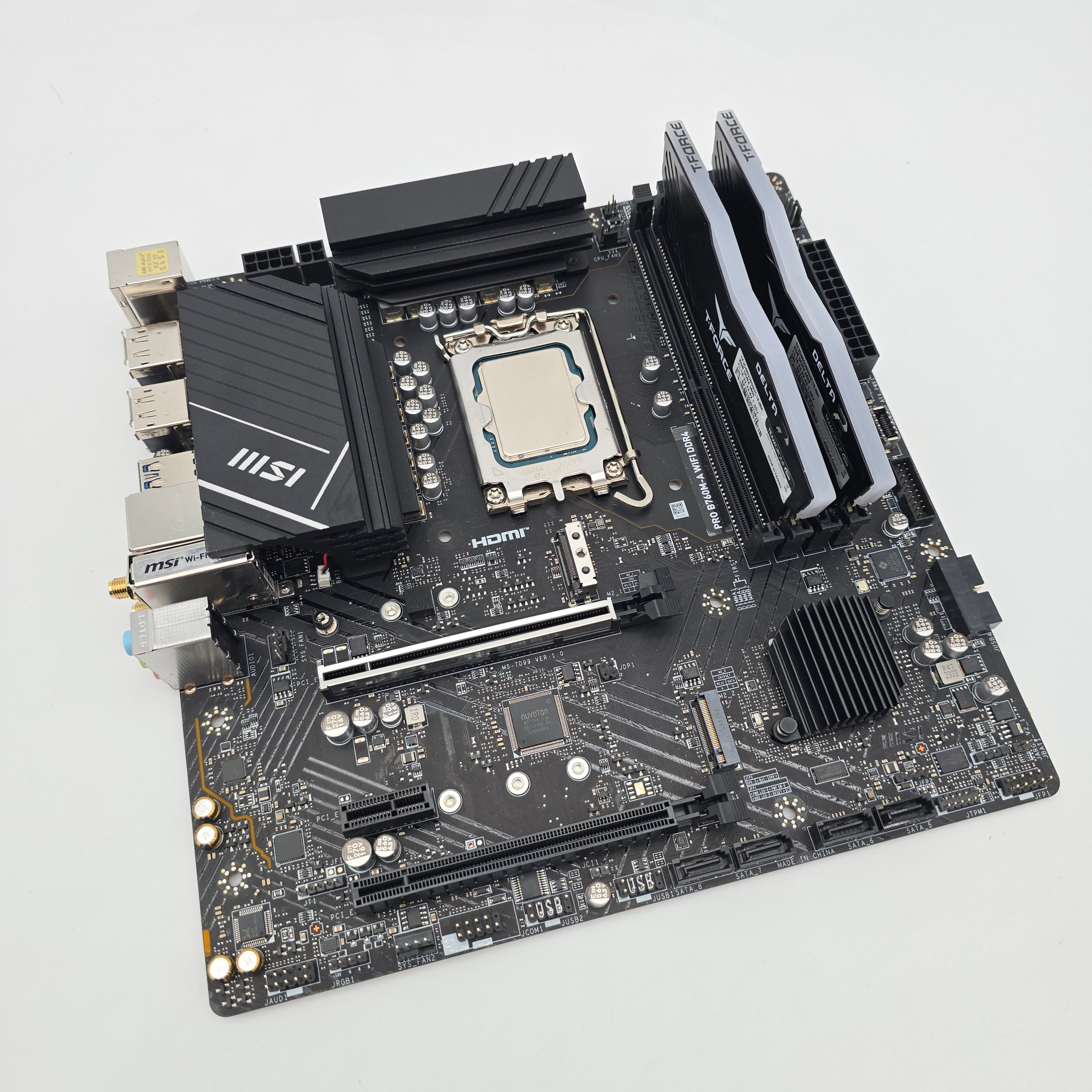 MSI Pro B760M-A WiFi DDR4 Gaming Motherboard, Intel Core i5-12400F, Teamgroup T-Force Delta R 16GB DDR4 3600MHz Desktop Gaming Memory RAM Combo