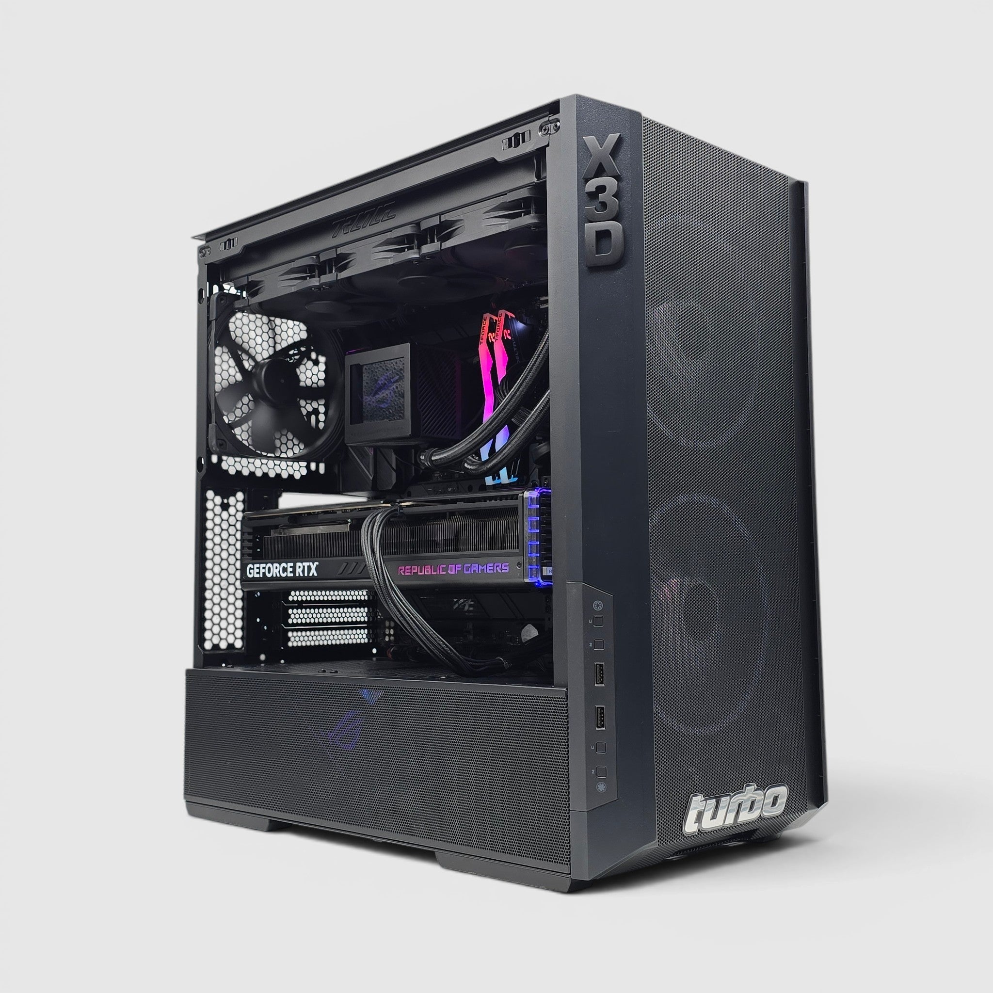 RTX 4080 ASUS ROG STRIX, Ryzen 7 7800X3D, 32GB DDR5, 1TB NVMe, Black Liquid Cooled Pre-Owned Gaming PC