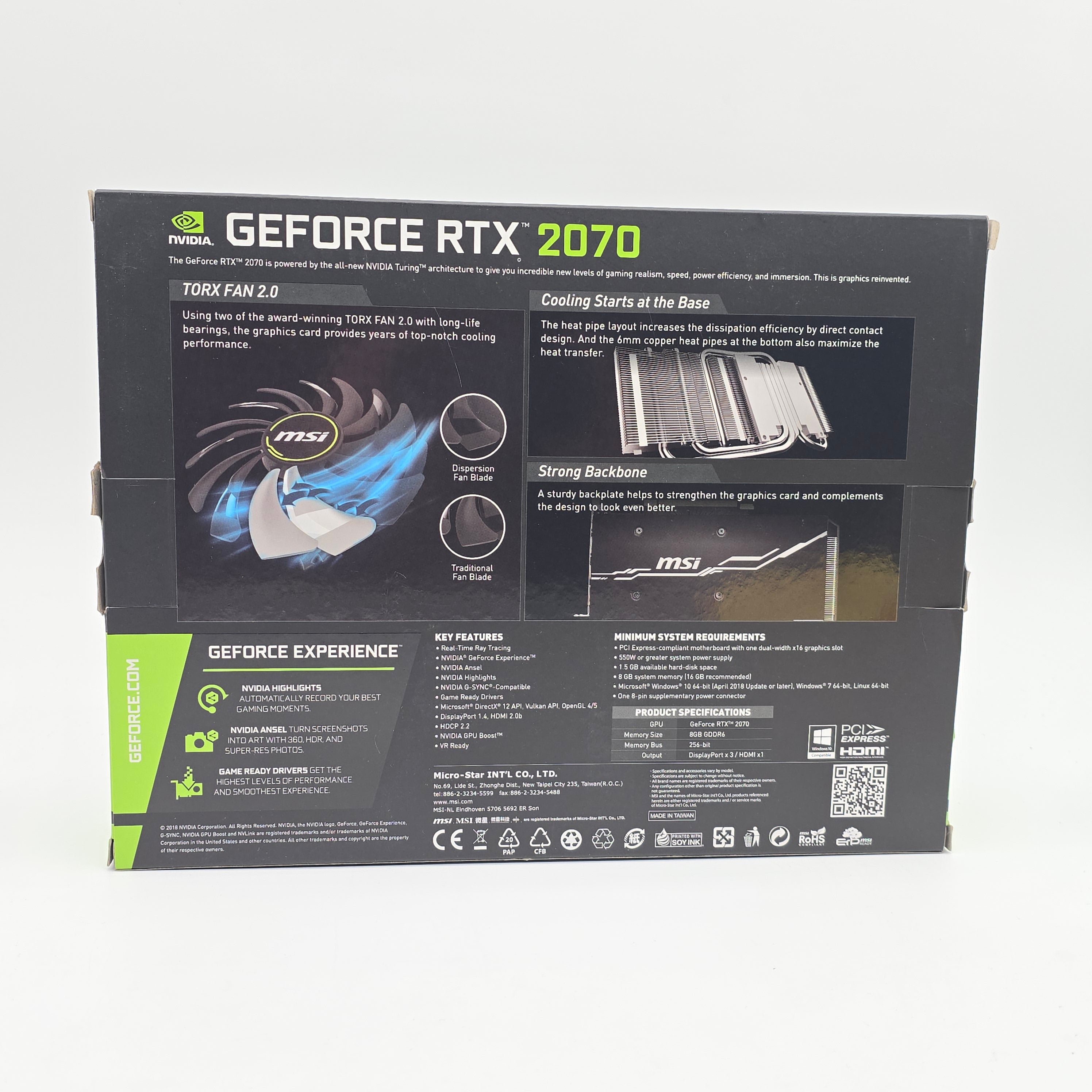 RTX 2070 MSI Ventus 8GB, NVIDIA Gaming Graphics Card GPU