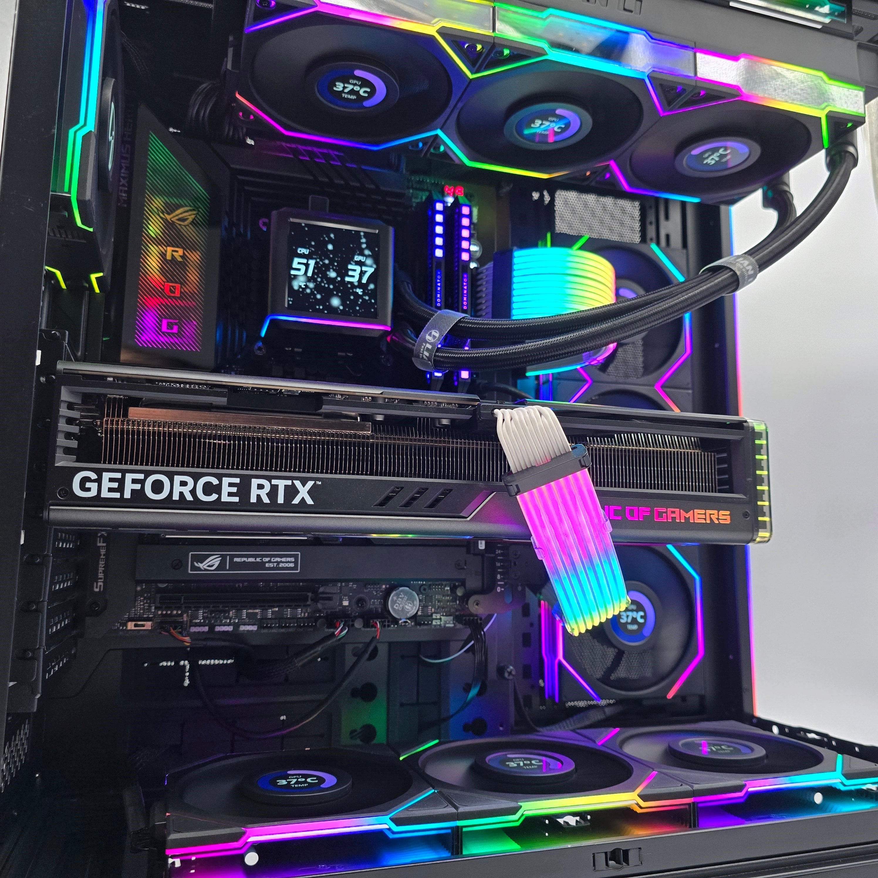 RTX 4090 STRIX, i9-14900K, 64GB DDR5, 6TB NVMe, LCD Lian Li Fans/AIO, Brand New Gaming PC