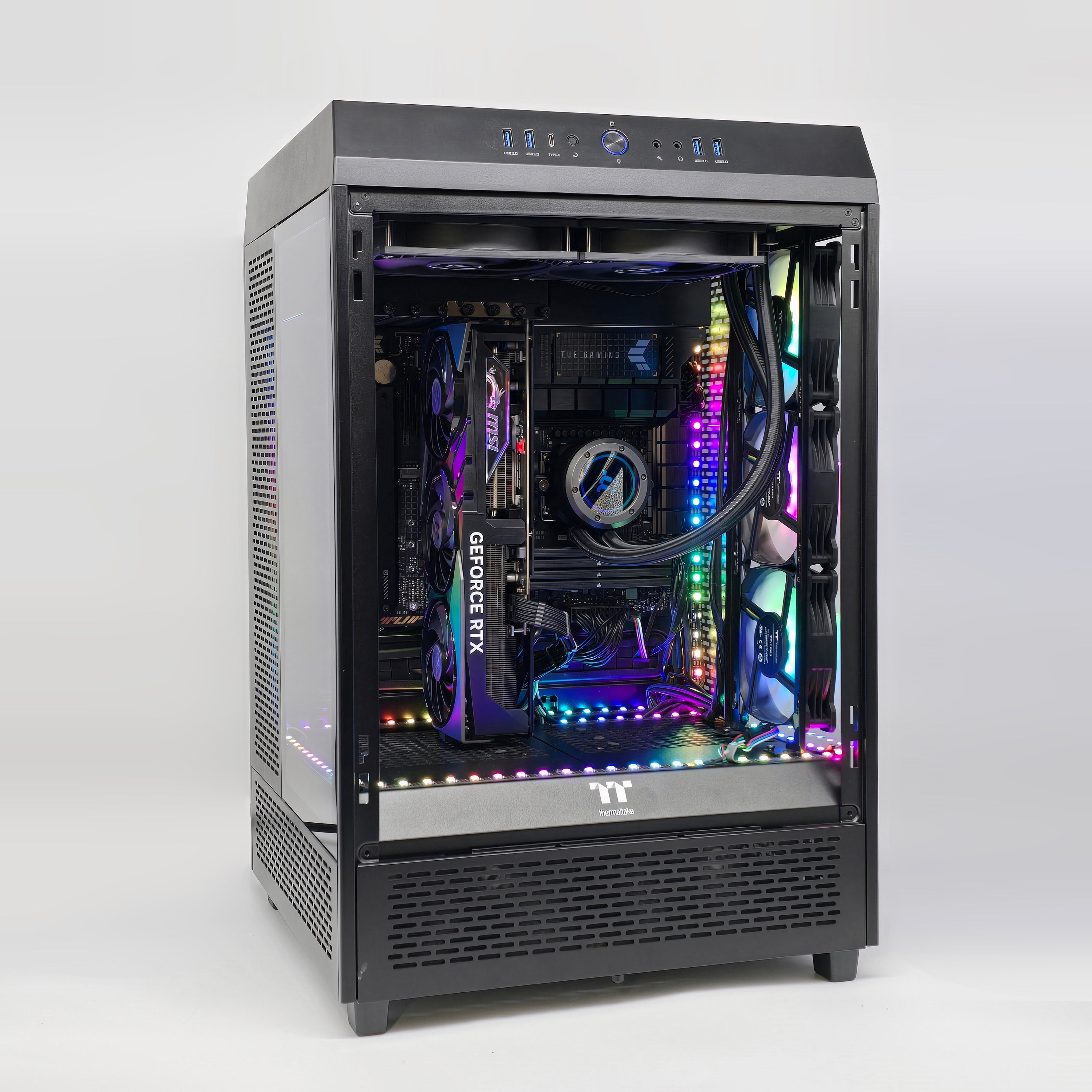 RTX 4090, Ryzen 7900X, 128GB DDR5, Thermaltake Tower Custom Liquid Cooled Gaming PC