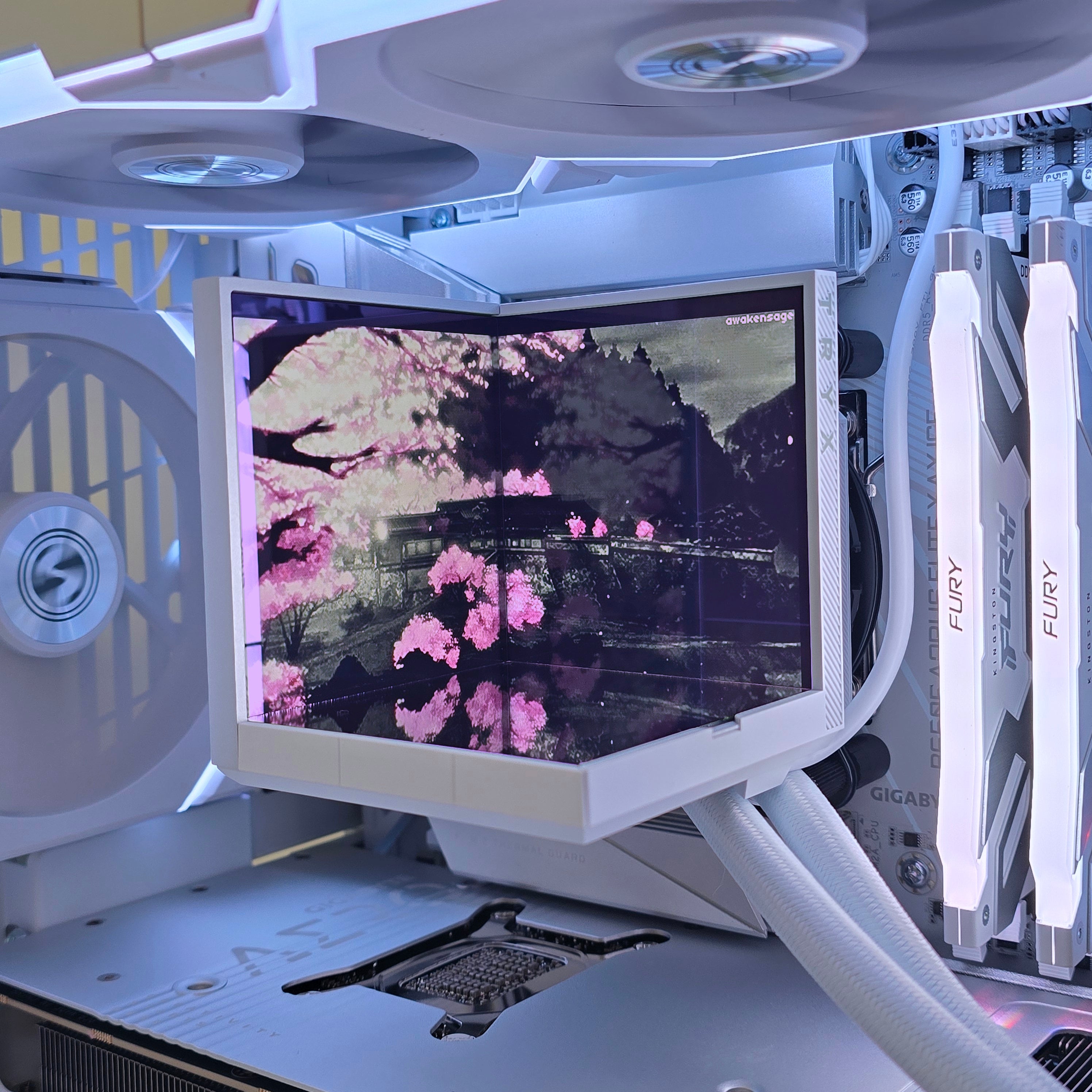 RTX 5080, Ryzen 7 9800X3D, 32GB RAM, 2TB NVMe, Lian Li Mini V2 x TRYX Stage Custom White Liquid Cooled Gaming PC