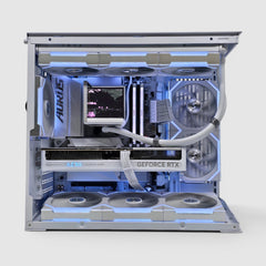 RTX 5080, Ryzen 7 9800X3D, 32GB RAM, 2TB NVMe, Lian Li Mini V2 x TRYX Stage Custom White Liquid Cooled Gaming PC