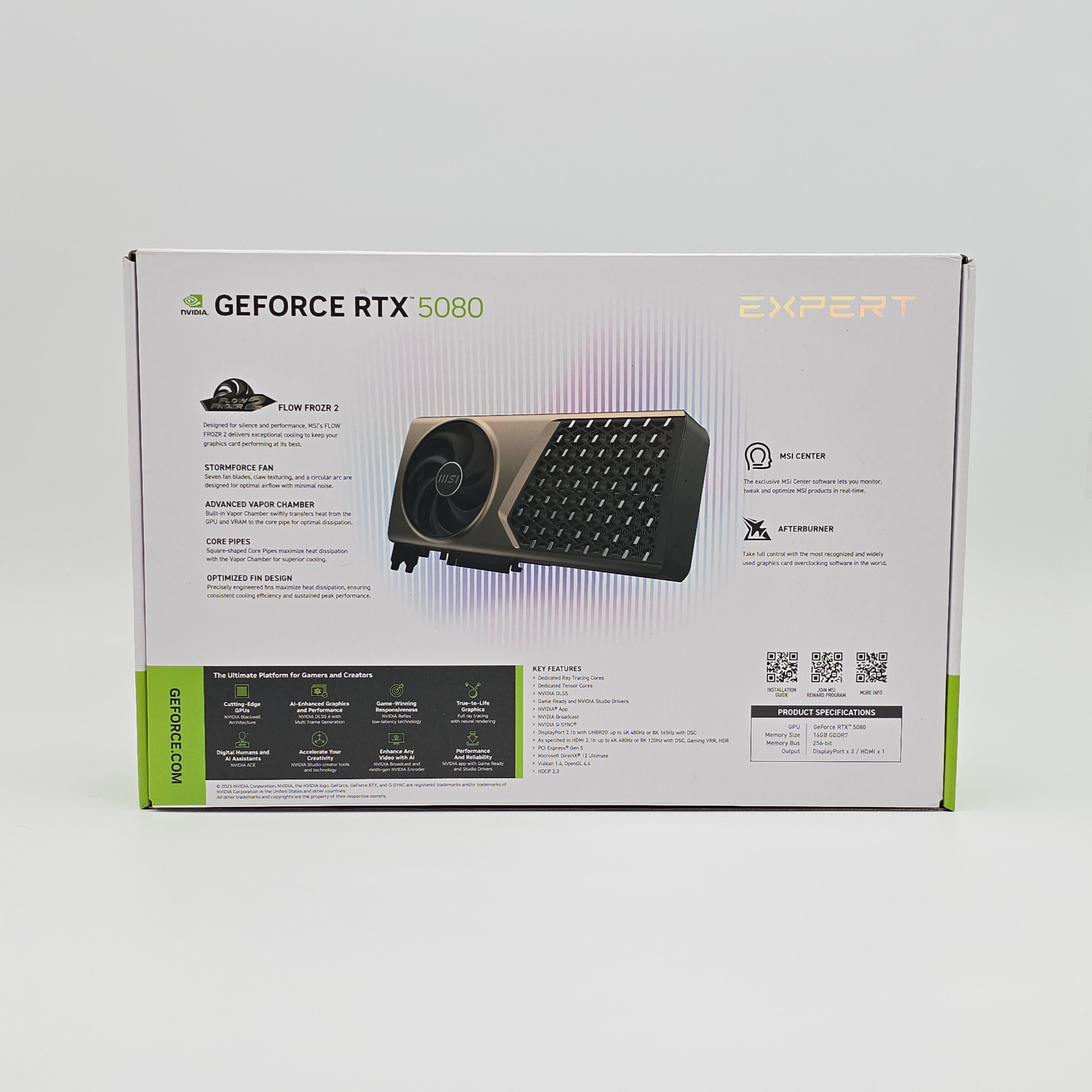 RTX 5080 MSI Expert OC 16GB, NVIDIA Gaming Graphics Card GPU