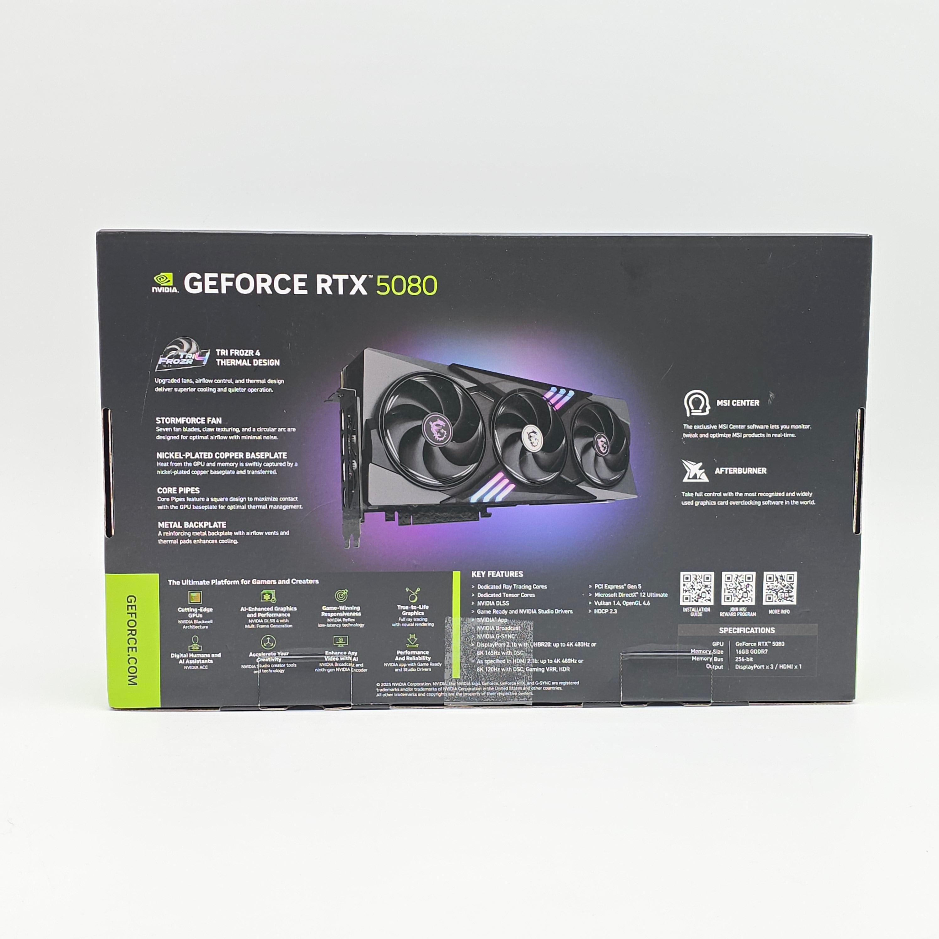 RTX 5080 MSI Gaming Trio OC 16GB, NVIDIA Gaming Graphics Card GPU