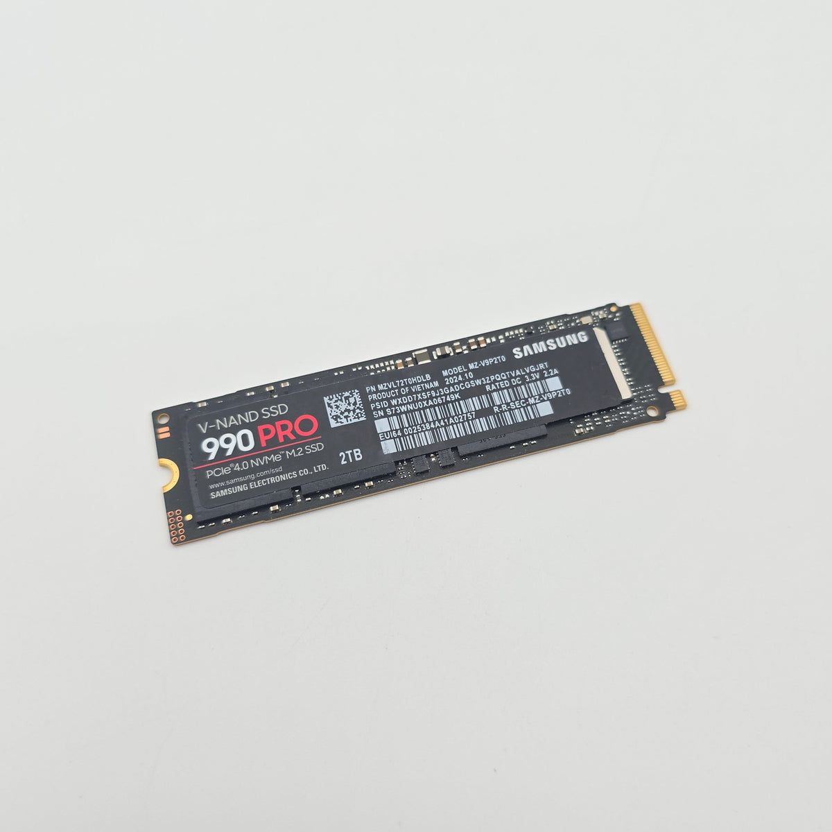 Samsung 990 Pro 2TB NVMe SSD, M.2 PCIe Gen4, 7,450 MB/s
