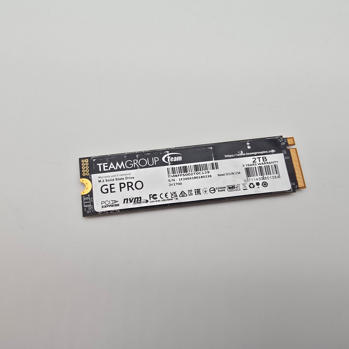 Teamgroup T-Force GE Pro 2TB, Gen 5 NVMe Storage SSD