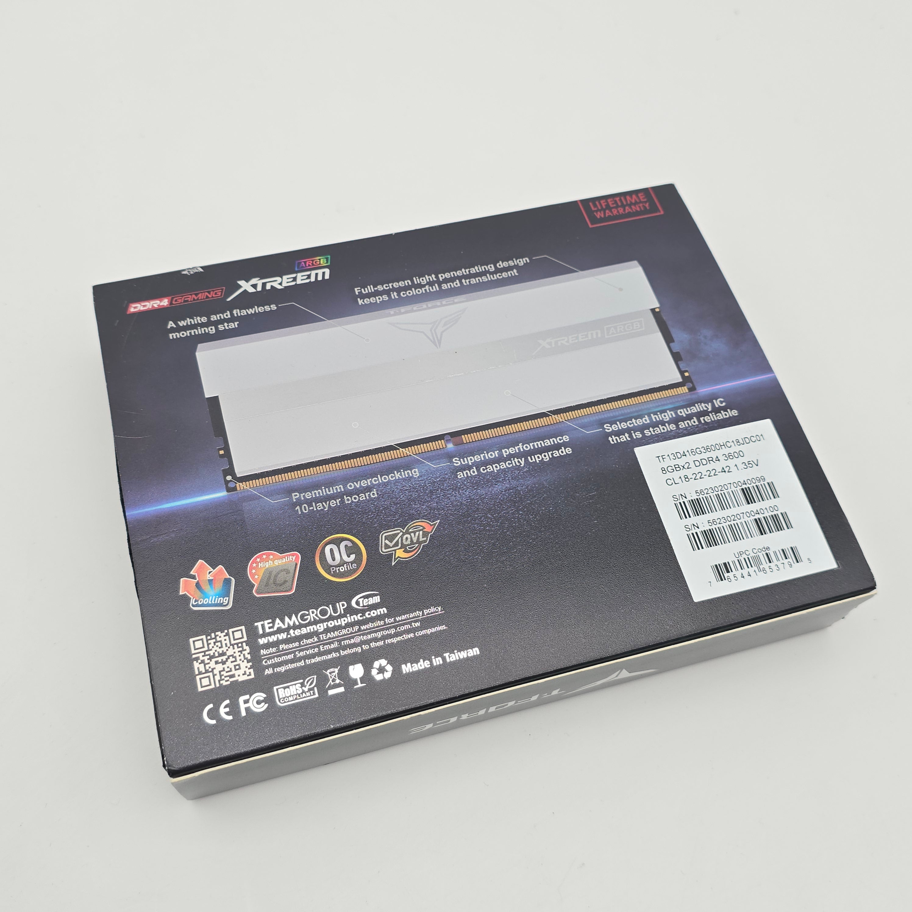 Teamgroup T-Force Xtreem ARGB White 16GB DDR4, 3600MHz, CL18-22-22-42, Desktop Gaming Memory RAM (2x8GB)