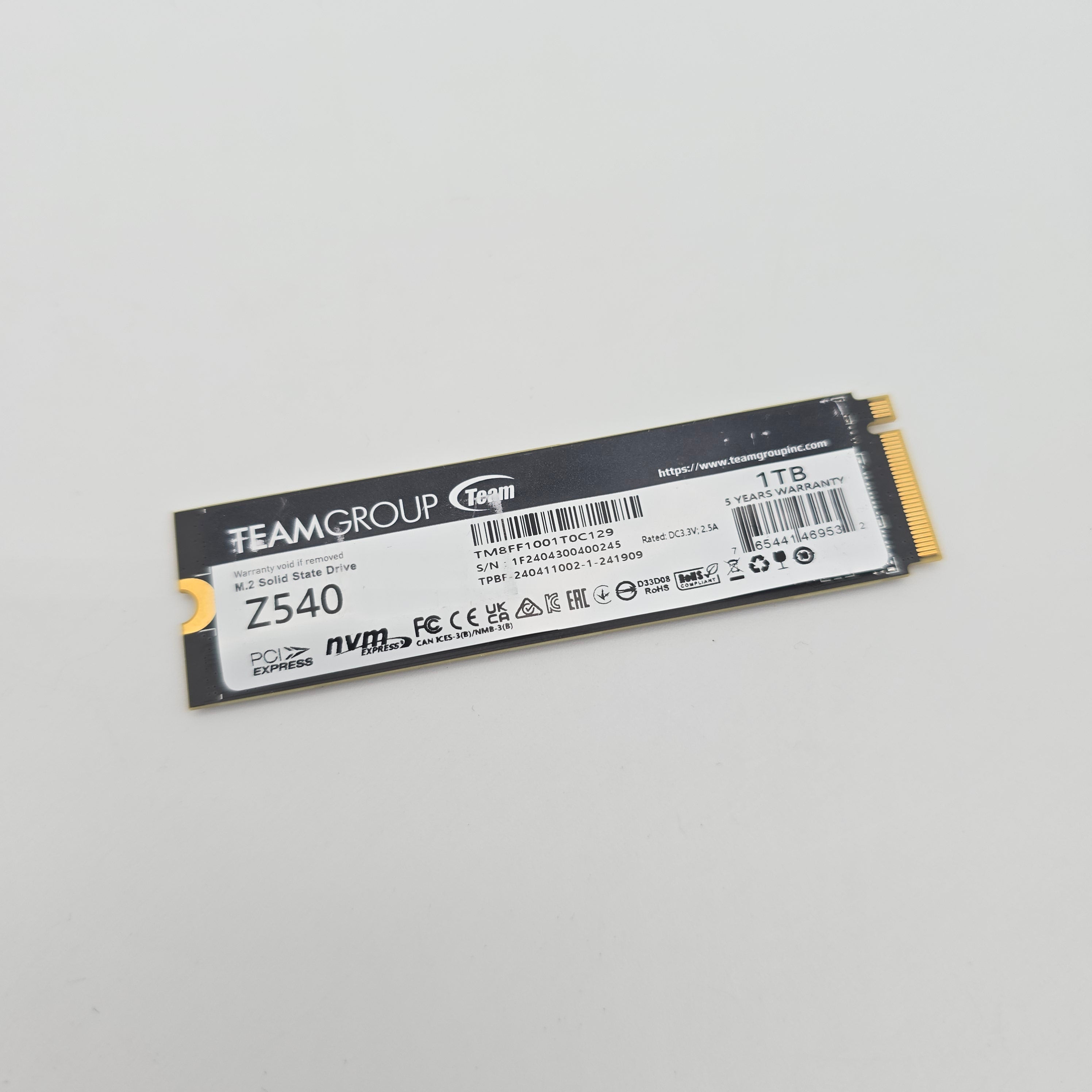 Teamgroup T-Force Z540 1TB, M.2 NVMe SSD Storage, Gen 5 PCIe 5.0