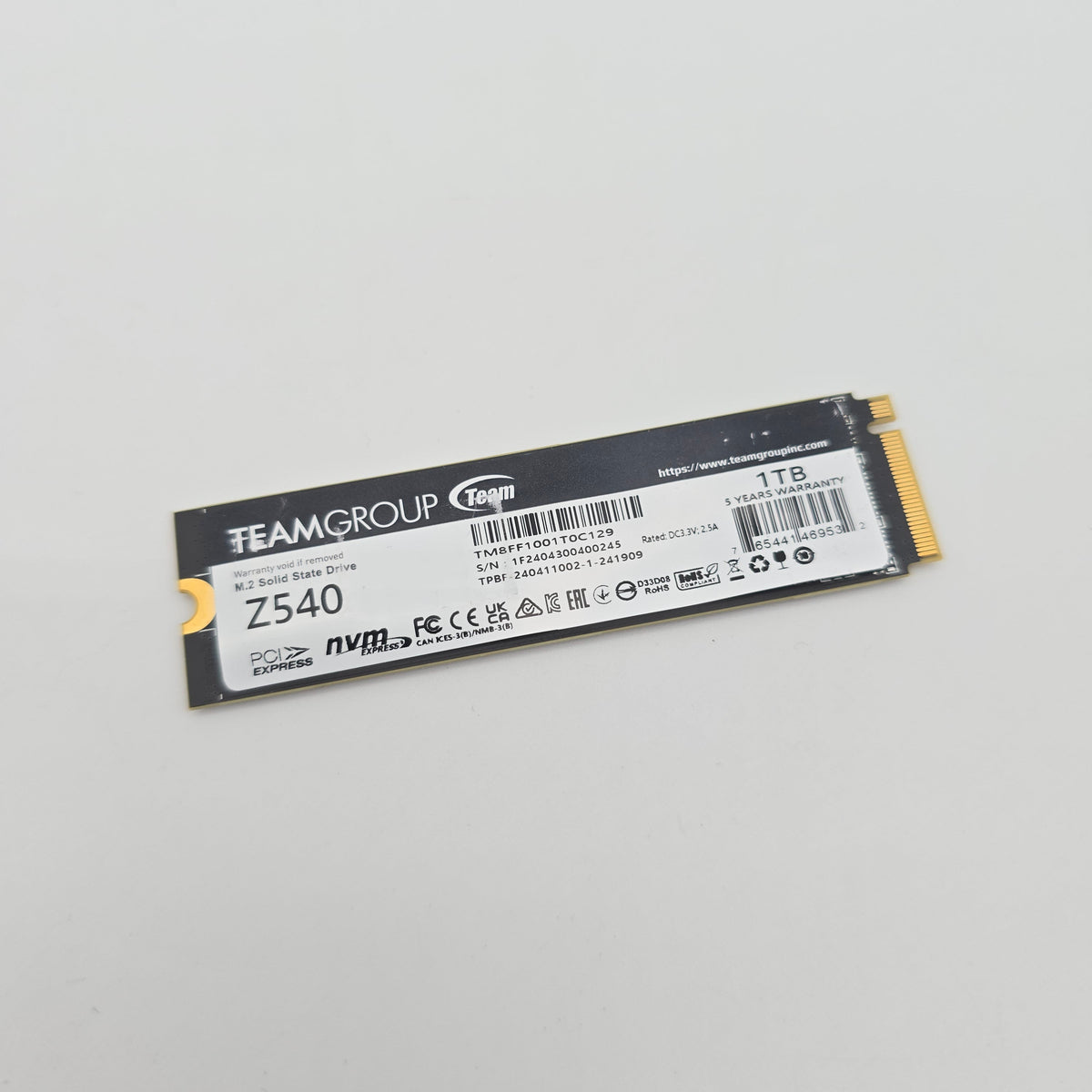 Teamgroup T-Force Z540 1TB, M.2 NVMe SSD Storage, Gen 5 PCIe 5.0