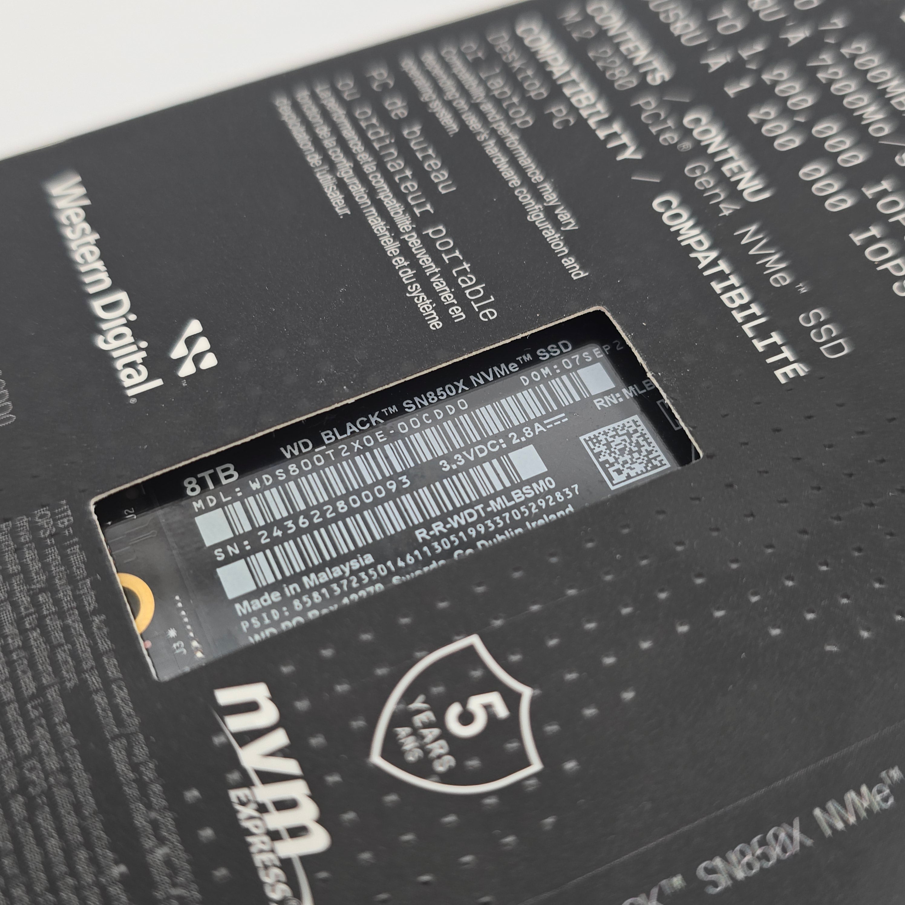 WD_Black SN850X 8TB NVMe SSD, Gen4 PCIe, M.2 2280, Up to 7,200 MB/s