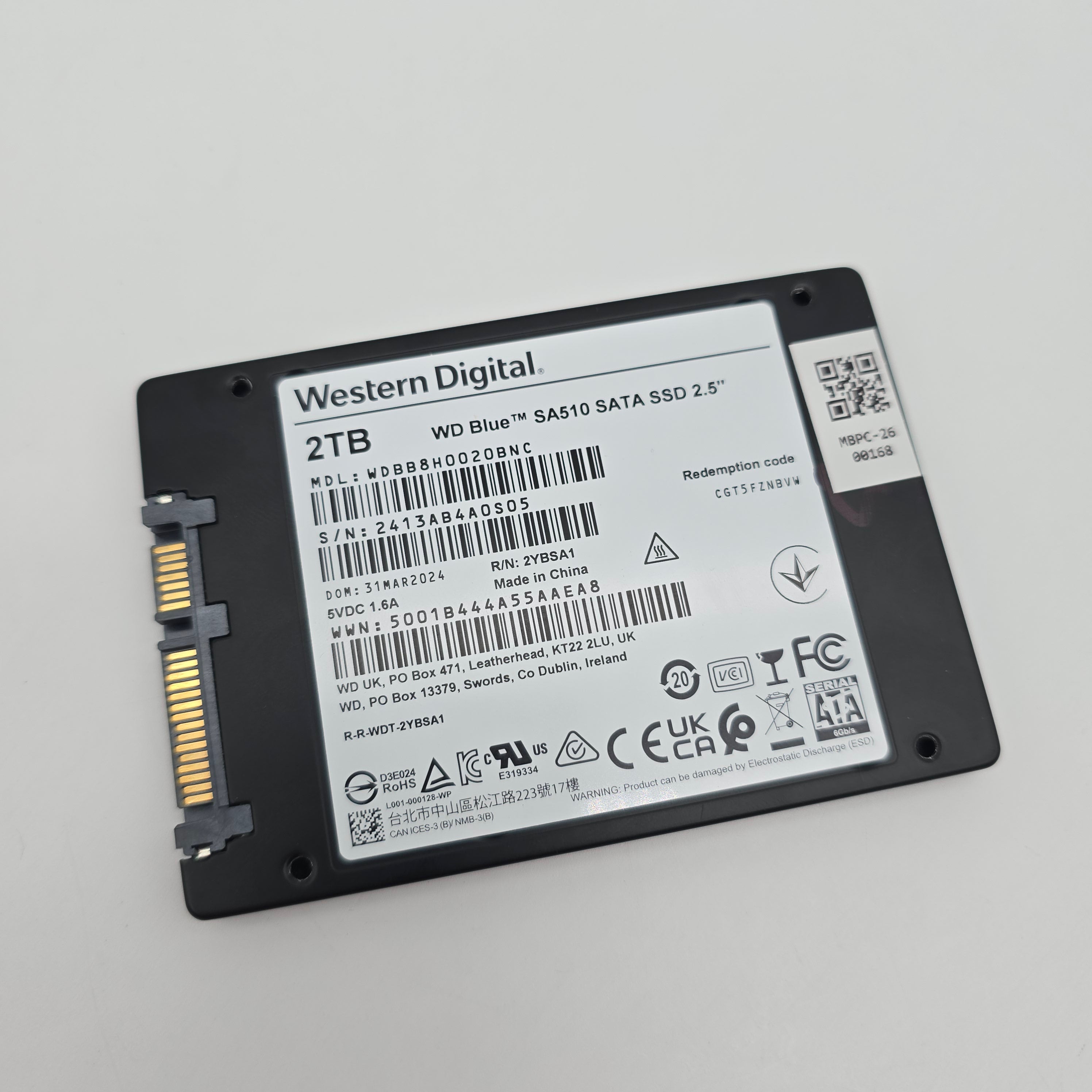 Western Digital WD Blue SA510 2TB SATA 2.5" SSD, Internal Gaming Solid State Drive Storage