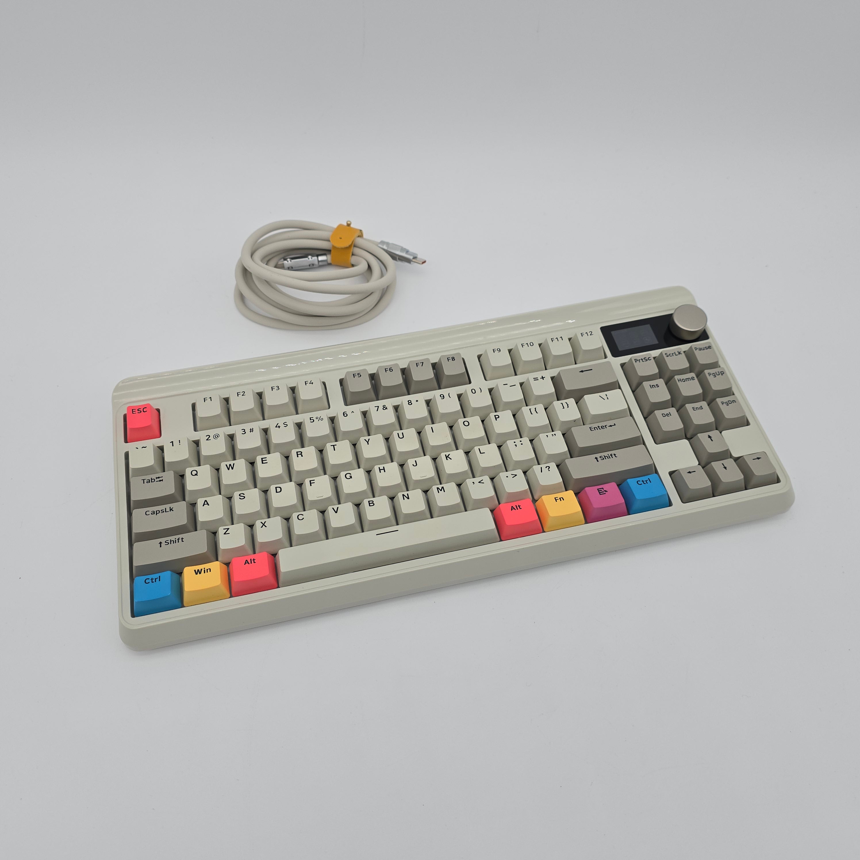Womier Retro M87 Pro Wireless Mechanical Gaming Keyboard, OLED Screen, Outemu White Switches