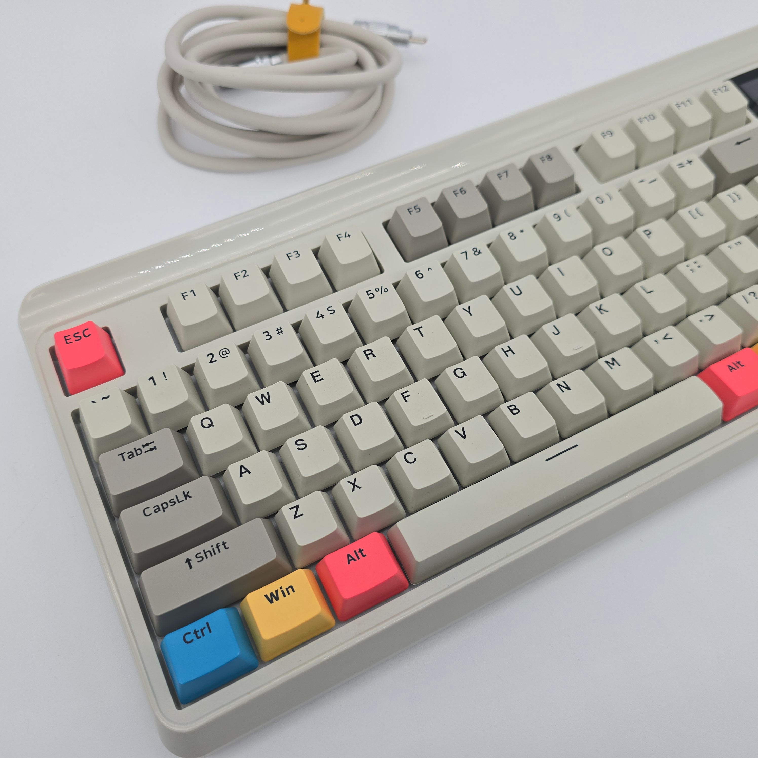 Womier Retro M87 Pro Wireless Mechanical Gaming Keyboard, OLED Screen, Outemu White Switches