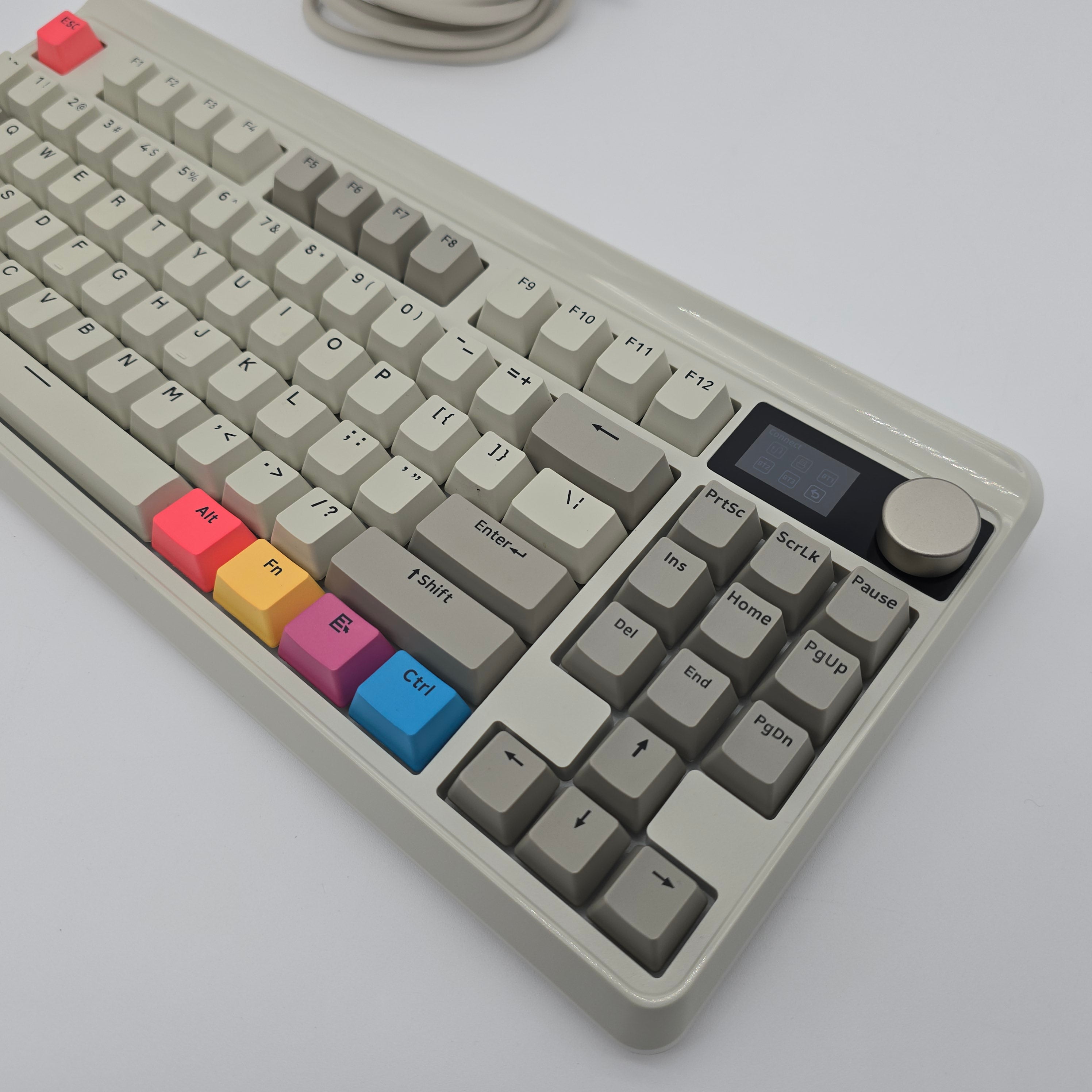 Womier Retro M87 Pro Wireless Mechanical Gaming Keyboard, OLED Screen, Outemu White Switches